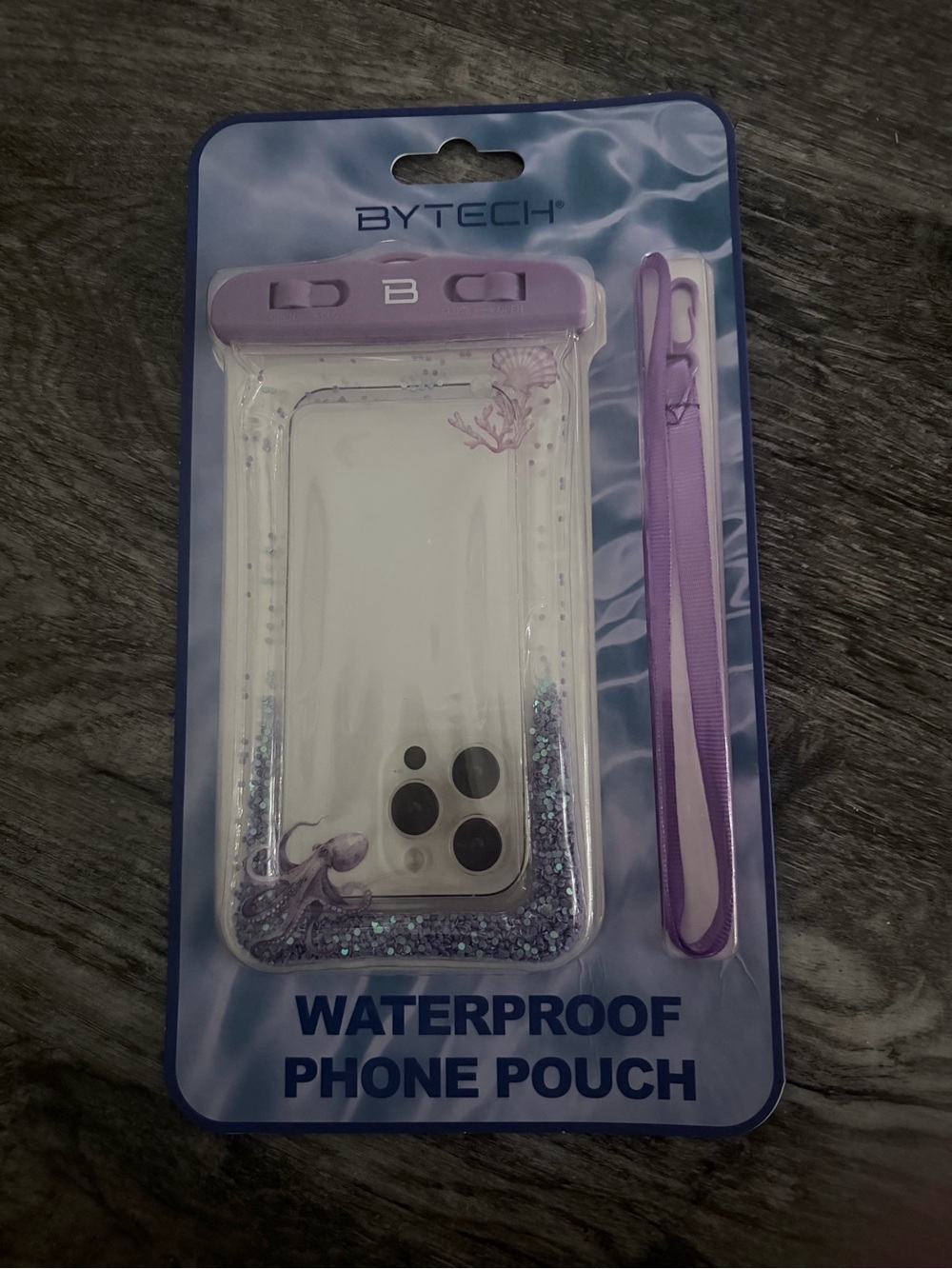 BYTECH Waterproof Phone Pouch with Glitter Ocean Design – IPX7 Waterproof Case